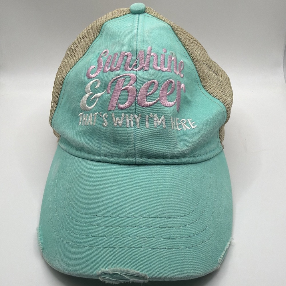 Piper Lou Hat Sunshine & Beer That's Why I'm Here Trucker Mesh Cap